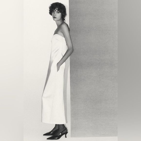 ZARA WOMAN NWT FW22 VANILLA SATIN EFFECT DRESS 8342/230/014 - Picture 10 of 14